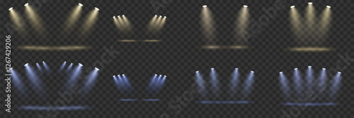 Set of effect and light, light spotlights. Vector illustration