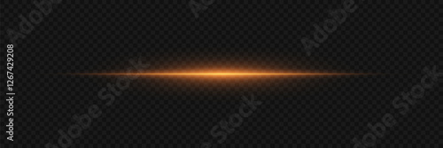 Golden light glare. Neon flash of light. On a transparent background.