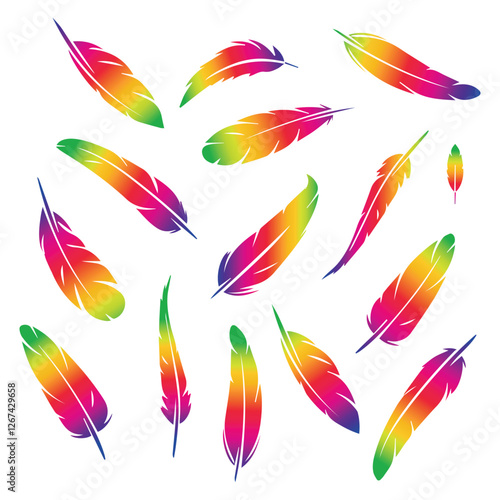feather shape weightless bird plume icons vector image