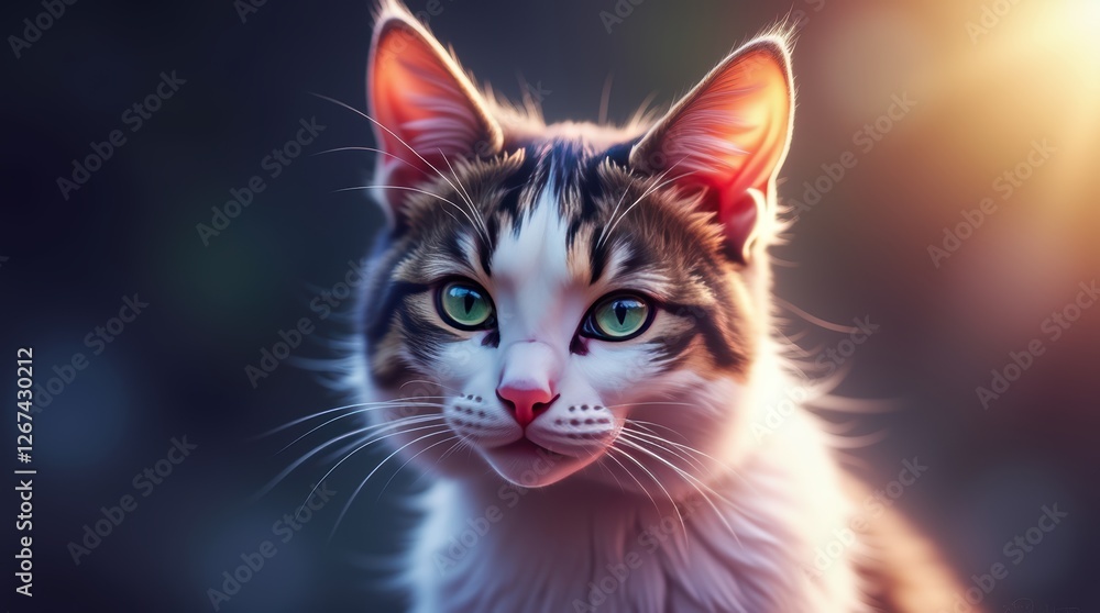 Fototapeta premium Cat Portrait, Fantastic Digital Cat Photo