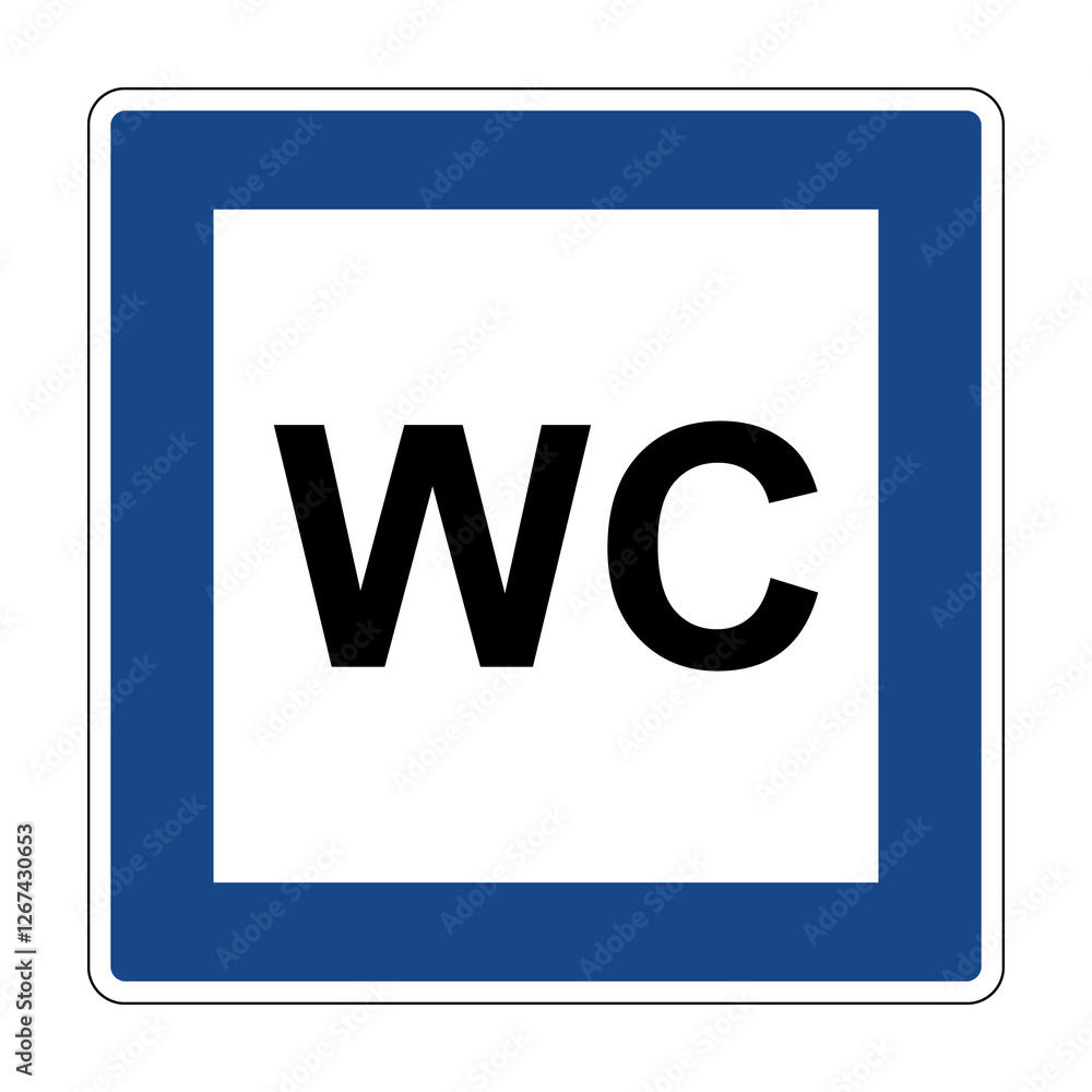 Road sign toilet. Information sign and indicates the location a public toilet near the road. Helps to plan stops for the convenience travel. Road sign toilet. Information sign and indicates the location a public toilet near the road. Helps to plan stops for the convenience travel.