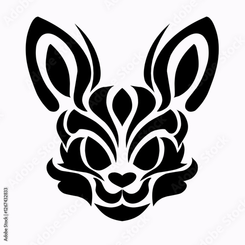 illustration vector graphics of tribal art abstract rabbit head tattoo photo