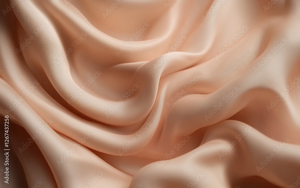 Obraz premium Elegant and luxurious peach satin silk fabric with flowing texture and soft light for high end fashion textile and minimalist interior design backgrounds in abstract photography