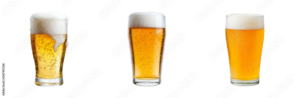 Refreshing beer glasses on a transparent background beverage showcase party vibe Refreshing beer glasses on a transparent background beverage showcase party vibe