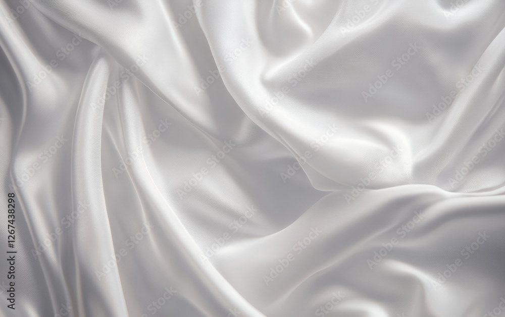 Obraz premium Bright white silk satin fabric with soft waves and flowing drapes in luxurious close up macro photography for elegant fashion textile and interior design concepts