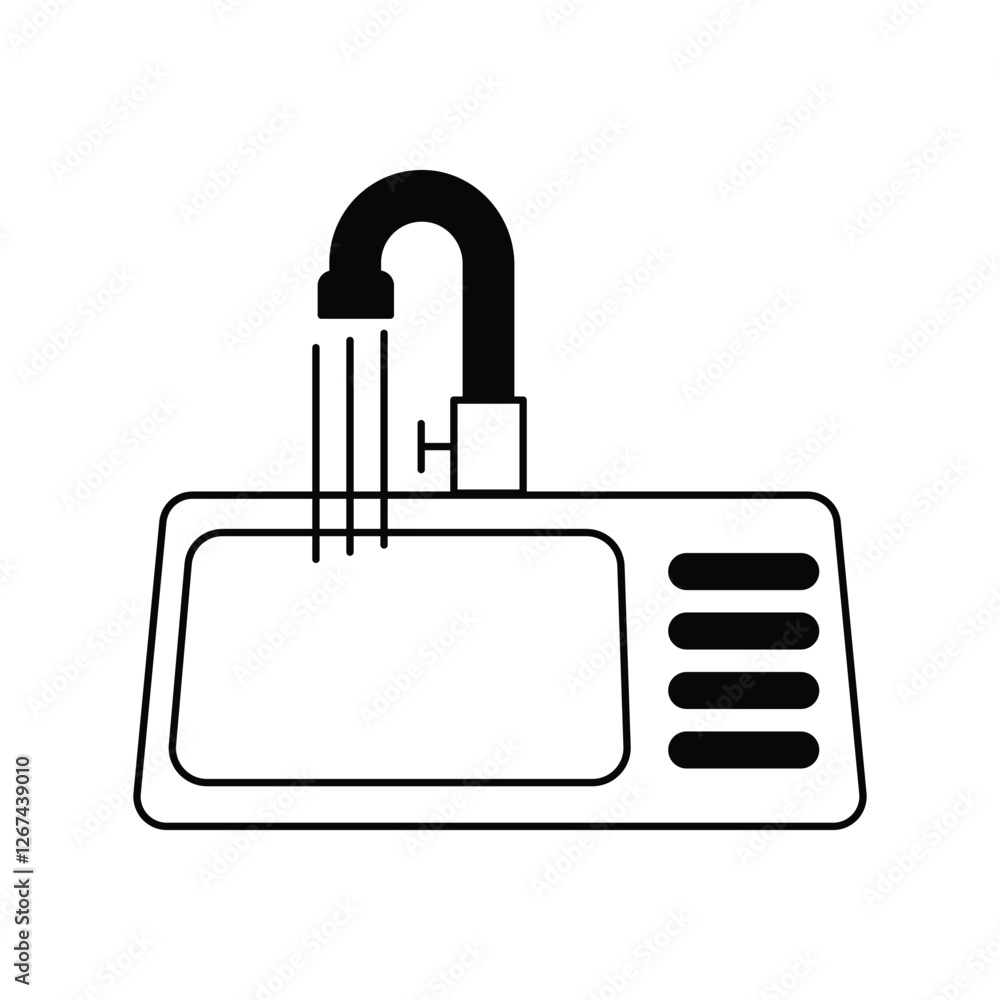 sink glyph outline icon with white background vector stock illustration sink glyph outline icon with white background vector stock illustration