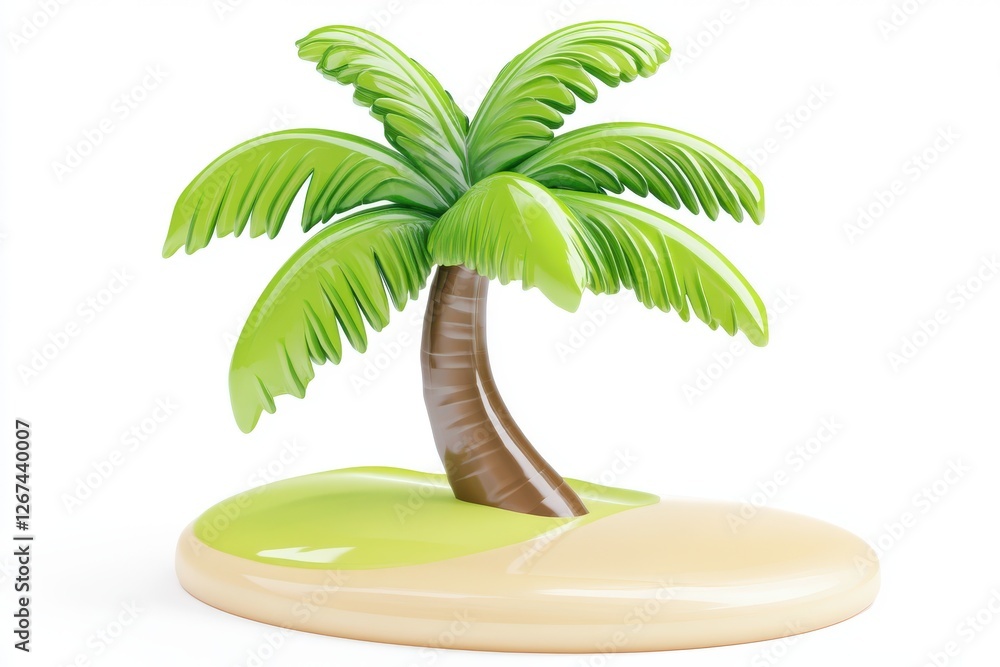 Fototapeta premium 3D Green Palm Tree Isolated and White Background