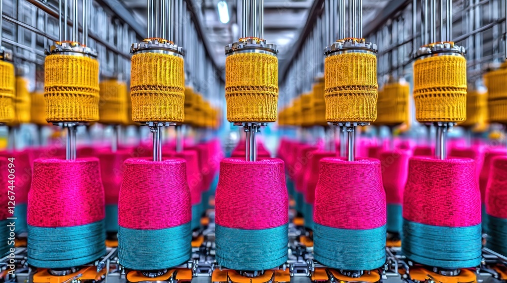 Fototapeta premium Industrial textile manufacturing process in a factory