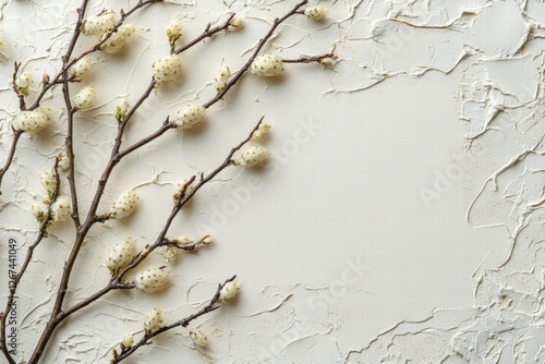 Obraz na płótnie delicate catkins, set on a blank, cream-colored card w salonie