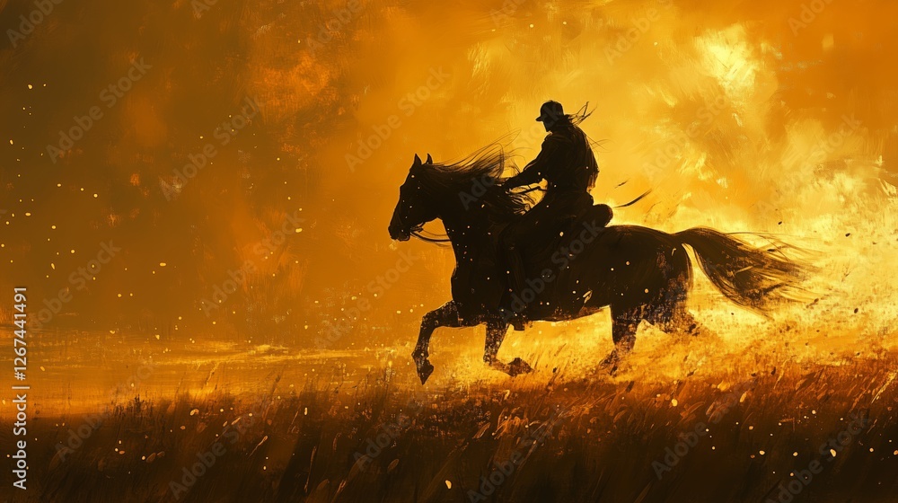 The galloping horses and knights in the wilderness The galloping horses and knights in the wilderness