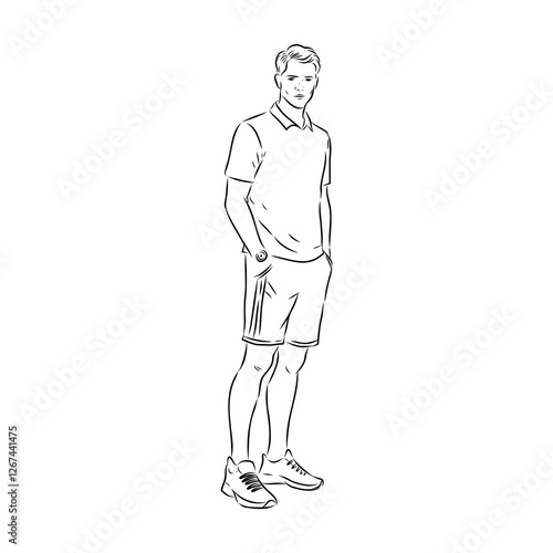 Vector fashion illustration of a beautiful man in sports wear