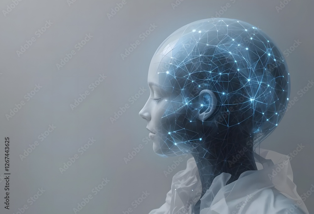 Obraz premium AI Brain Network: Futuristic Neural Connection Concept for Artificial Intelligence, Machine Learning, and Technology Innovation, Digital Mind.