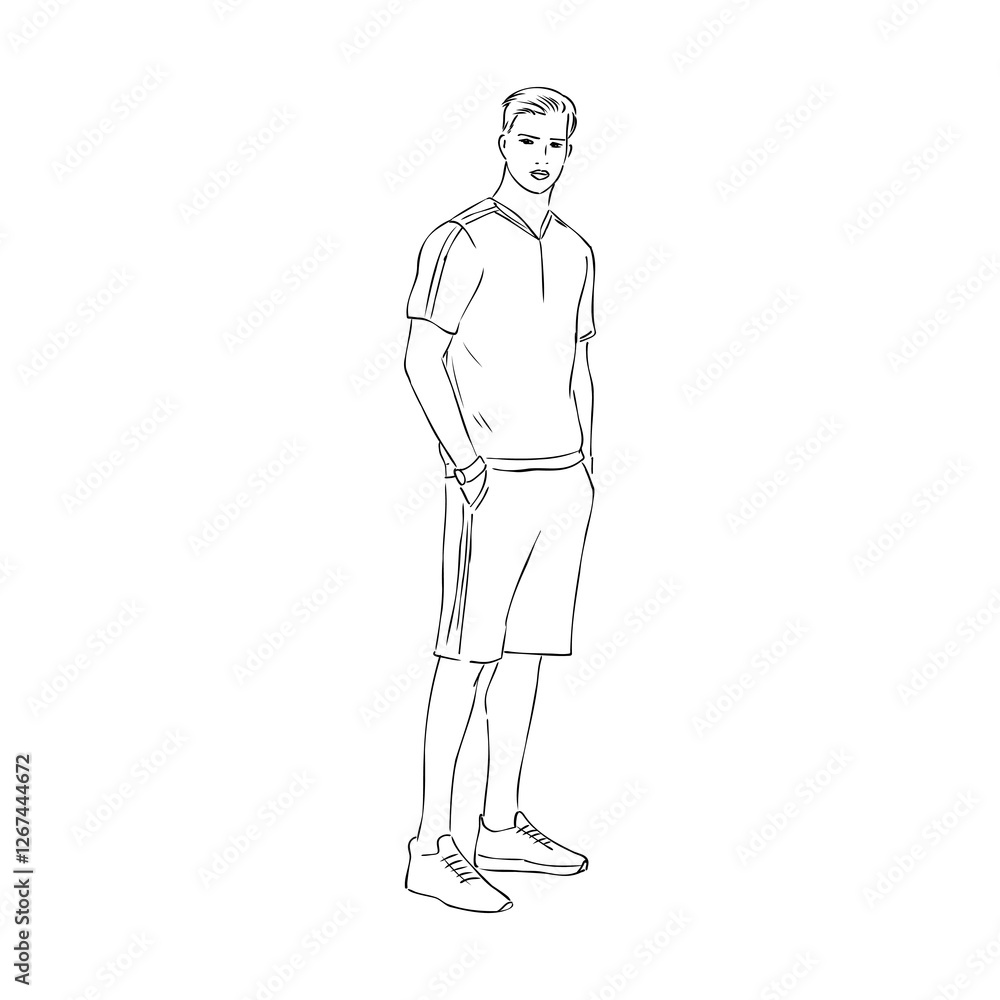 Vector fashion illustration of a beautiful man in sports wear Vector fashion illustration of a beautiful man in sports wear