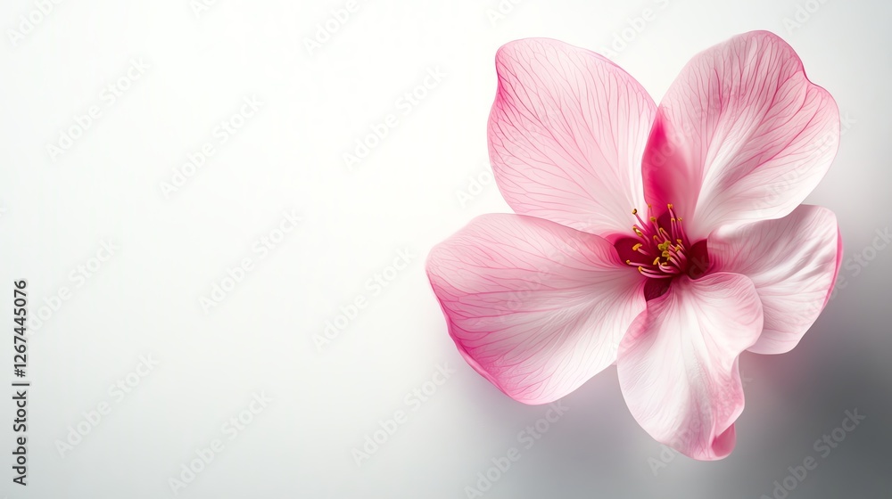 a single cherry blossom flower, delicate and minimalistic, hyperdetailed realism, isolated on white background a single cherry blossom flower, delicate and minimalistic, hyperdetailed realism, isolated on white background