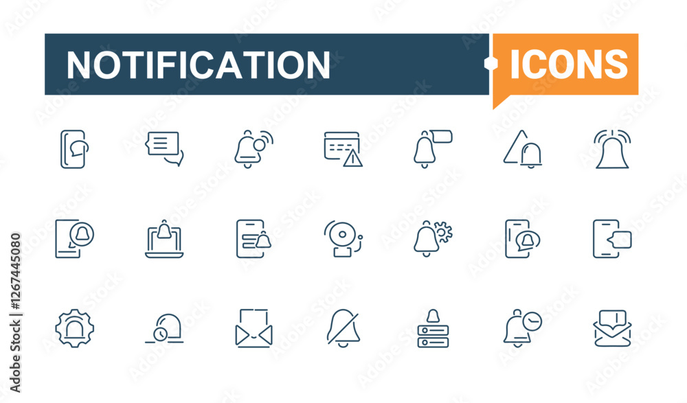Notification isolated icon set. Includes icons for chat, sound, art, simple, warn, clock, new and more. Pixel perfect. Minimalist editable vector stroke. Notification isolated icon set. Includes icons for chat, sound, art, simple, warn, clock, new and more. Pixel perfect. Minimalist editable vector stroke.