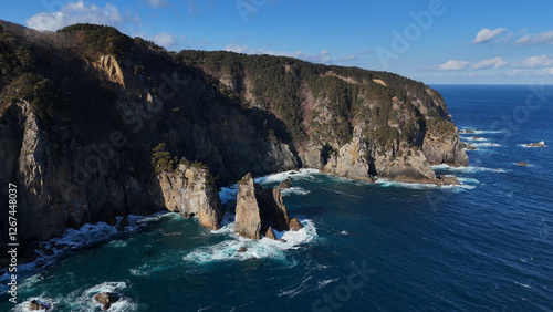 Wallpaper Mural 北山崎の断崖絶壁（空撮） - 岩手県下閉伊郡田野畑村,日本 Torontodigital.ca