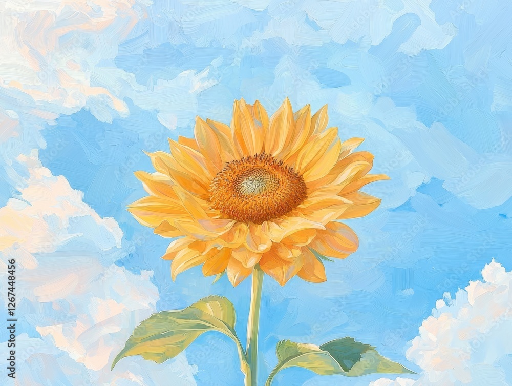 Obraz premium Vibrant sunflower blooms against bright sky botanical illustration nature outdoor perspective floral beauty