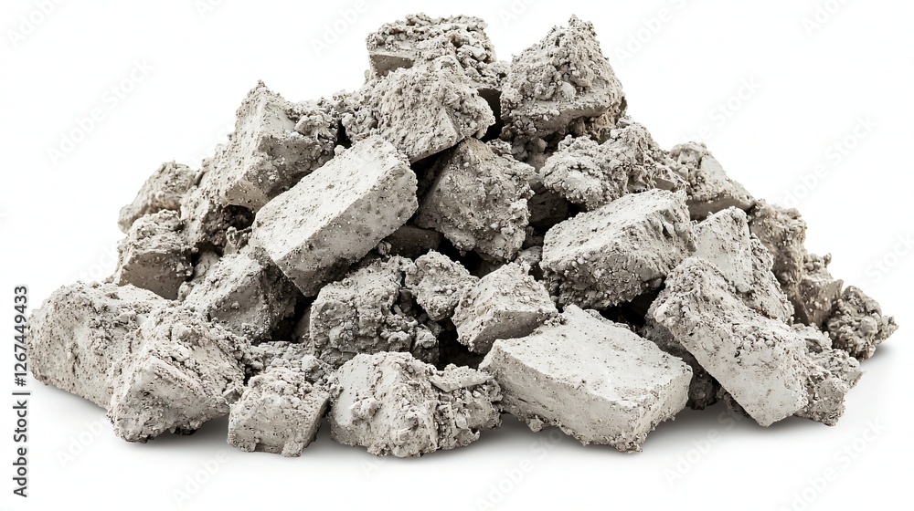 Gray construction rubble pile isolated Gray construction rubble pile isolated