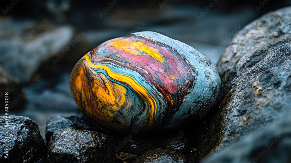 Colorful Stone with Stunning Artistic Engraving and Intricate Design