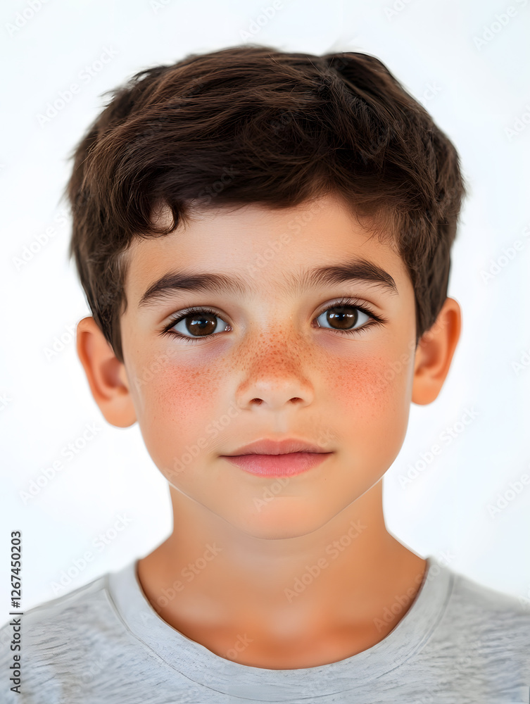 Portrait boy ID photo on gray background Portrait boy ID photo on gray background