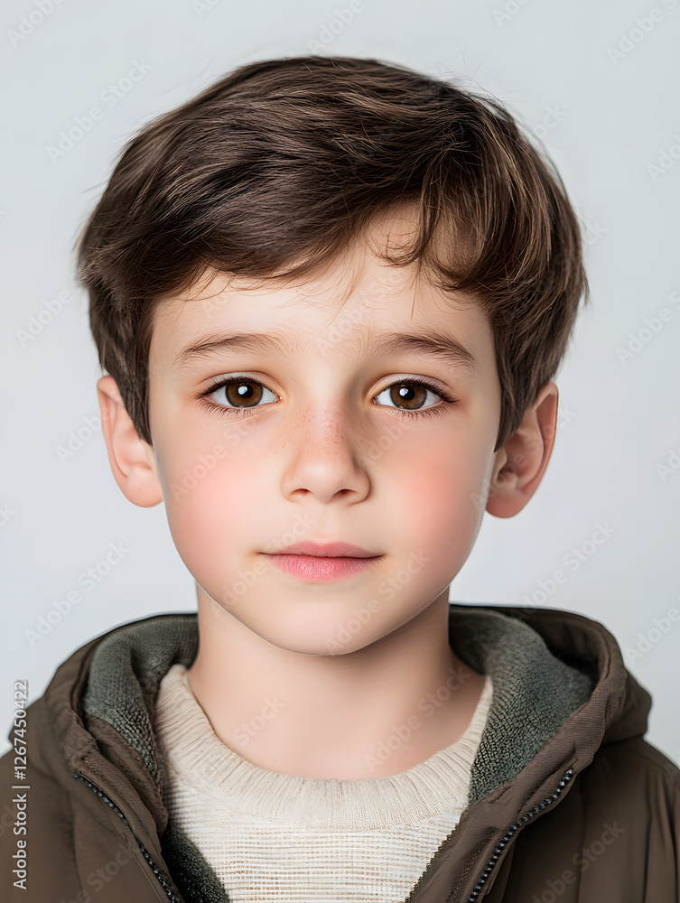 Portrait boy ID photo on gray background Portrait boy ID photo on gray background