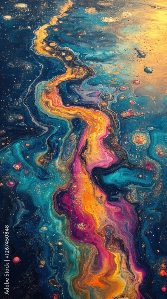 Vibrant Fluid Art Painting with Swirling Colors and Textures in a Modern Abstract Style Vibrant Fluid Art Painting with Swirling Colors and Textures in a Modern Abstract Style