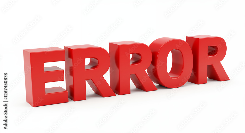 Error! Bold Red 3D Typography for Tech Issues & System Failure. Alert, Mistake, Bug, Warning! Website down message. Error! Bold Red 3D Typography for Tech Issues & System Failure. Alert, Mistake, Bug, Warning! Website down message.