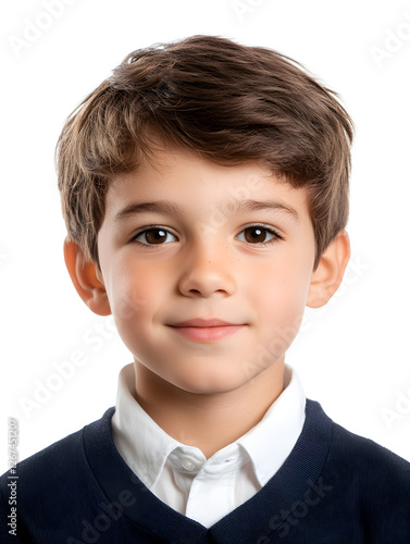 Portrait boy ID photo on gray background