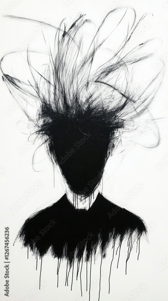 Fototapeta premium Chaotic mind abstract art silhouette