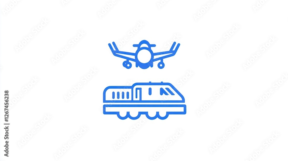 Airplane and Train Icons Airplane and Train Icons