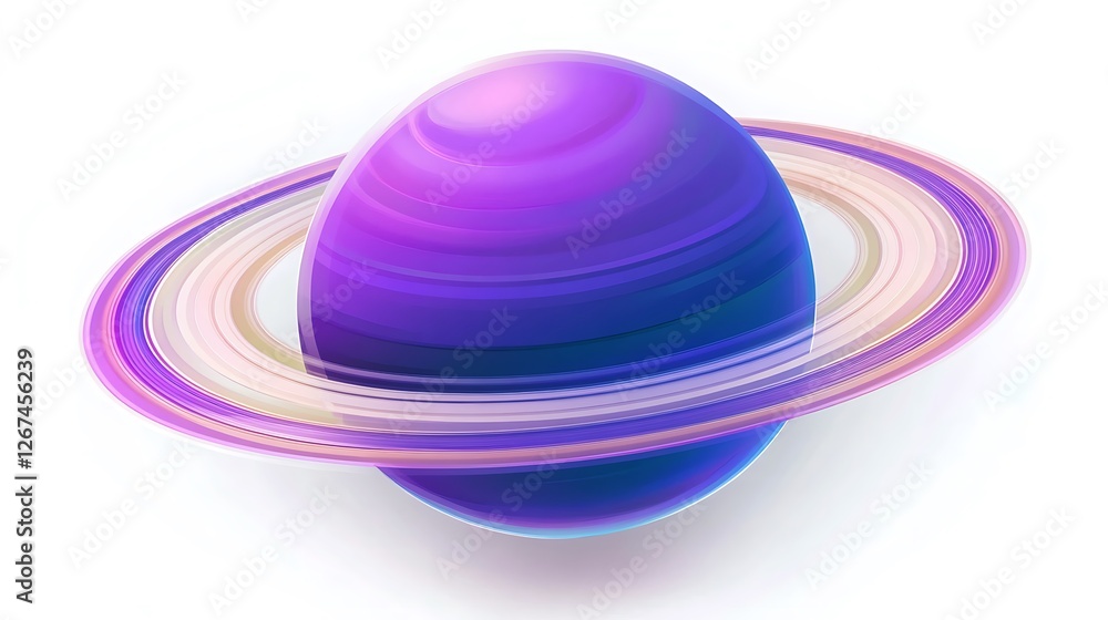 Purple Saturn with rings on a white background, Purple Saturn with rings on a white background,