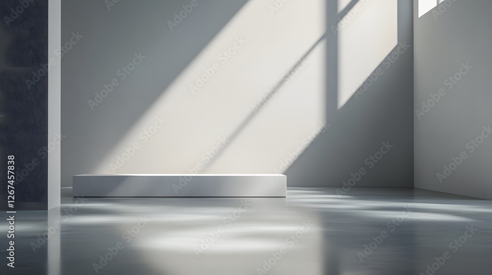 Minimalist interior design with natural light and shadows in space Minimalist interior design with natural light and shadows in space