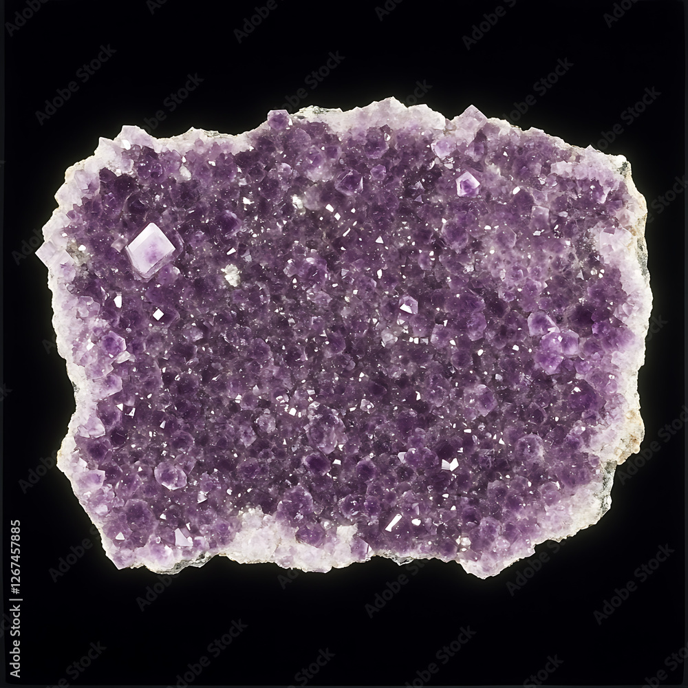 Fototapeta premium Amethyst Crystal Cluster Close Up Mineral Stone Geology Specimen Gemstone Purple Beauty Texture