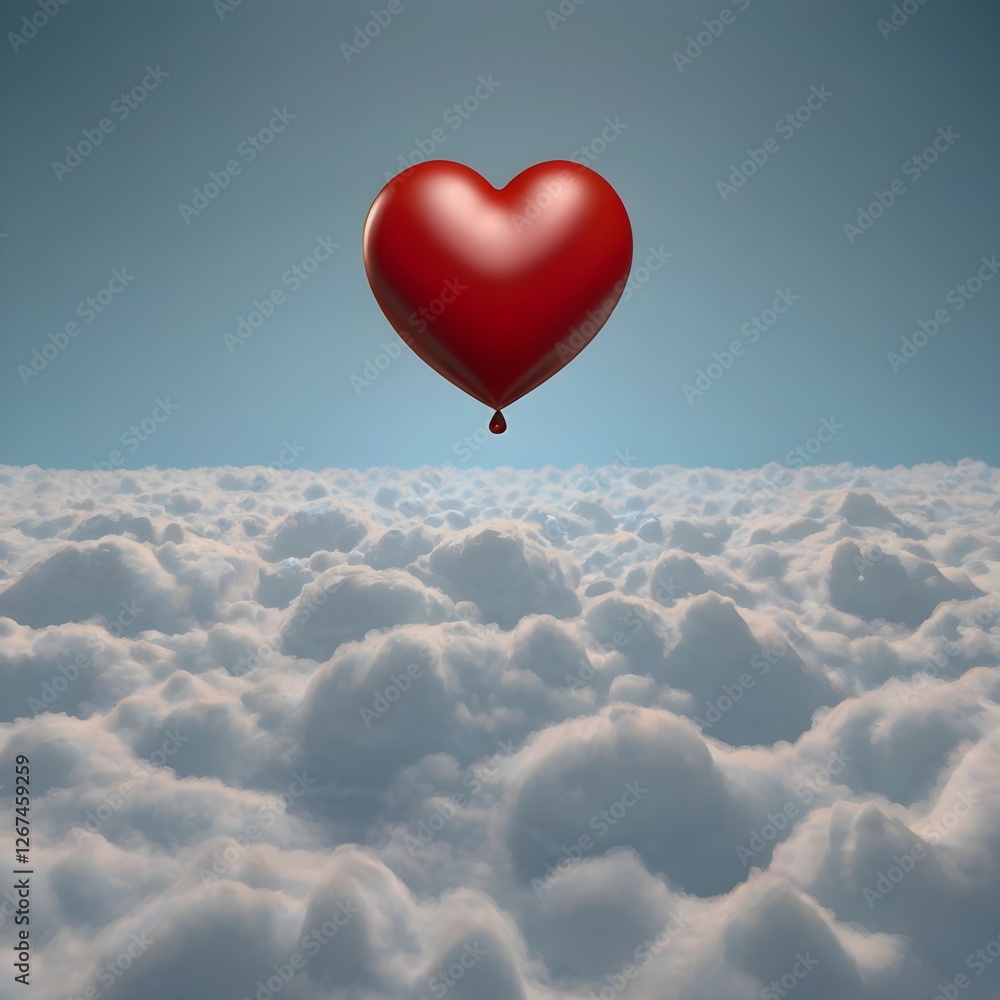 Fototapeta premium Floating with ultra-smooth edges and realistic shading, visually stunning composition, perfect for social media, ads, and greeting card designs,Generative Ai 