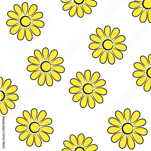 seamless pattern with sunflowers