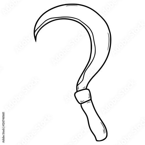 farming sickle illustration hand drawn outline vector