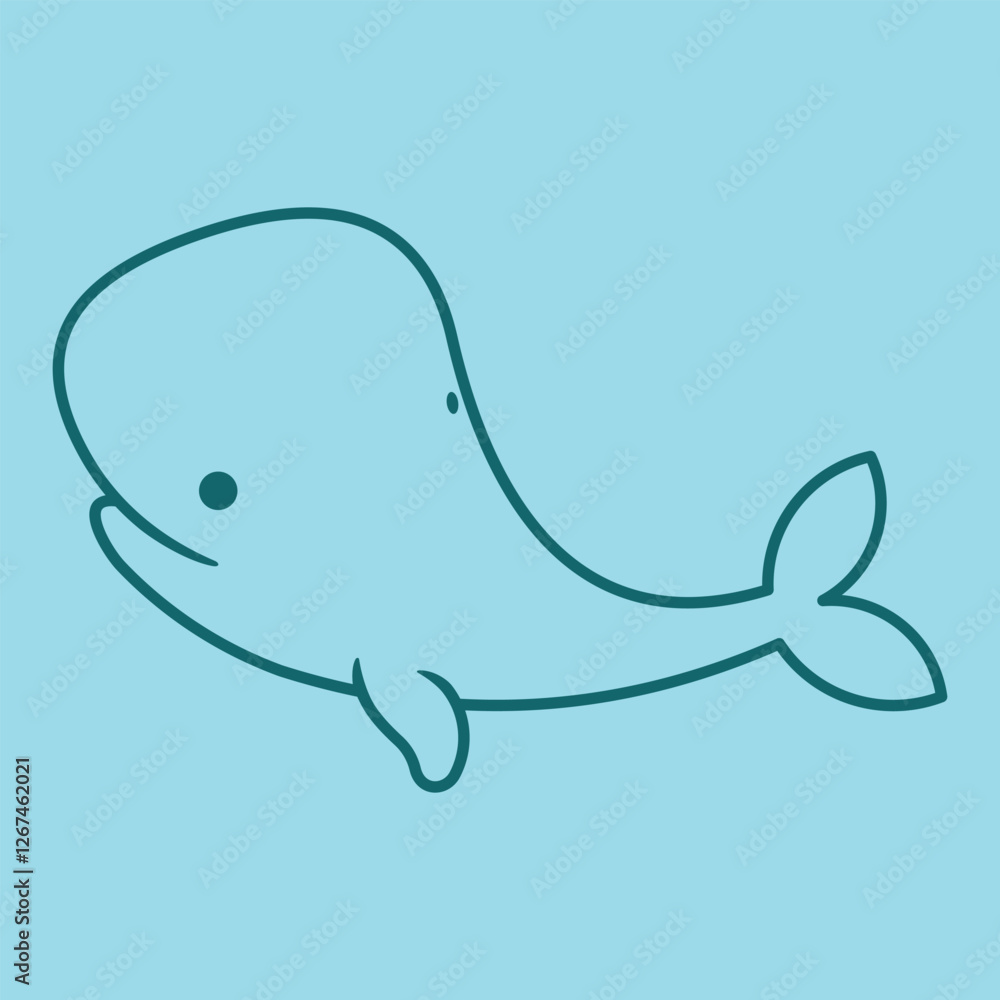 Obraz premium Lineart outline Sea Animal in cute colorful design for kids and education