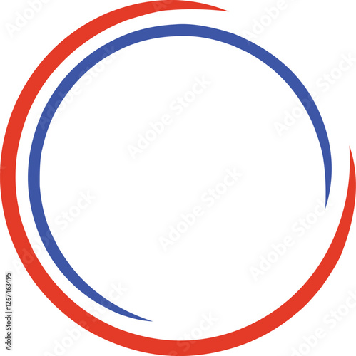 blue and white round frame. Red and blue object circle. Vector logo design elements
