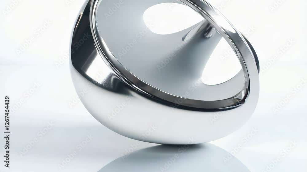 Sleek 3D Chrome Metallic Abstract Object on White Background Sleek 3D Chrome Metallic Abstract Object on White Background
