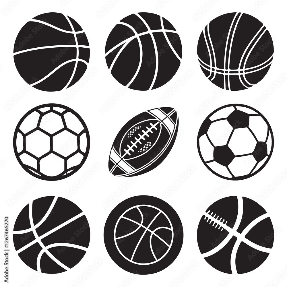 Obraz premium Sport silhouette icon 9 set clipart