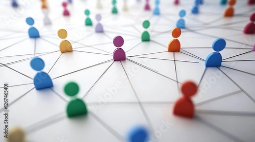 Colorful Network Connection Abstract Social Media Global Business Teamwork People Figures Communication Concept Modern Design Illustration Digital Art