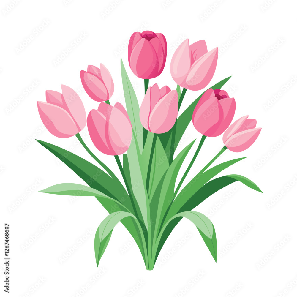 bouquet of tulips. tulip flower collection with leaves. Vector illustration. bouquet of tulips. tulip flower collection with leaves. Vector illustration.