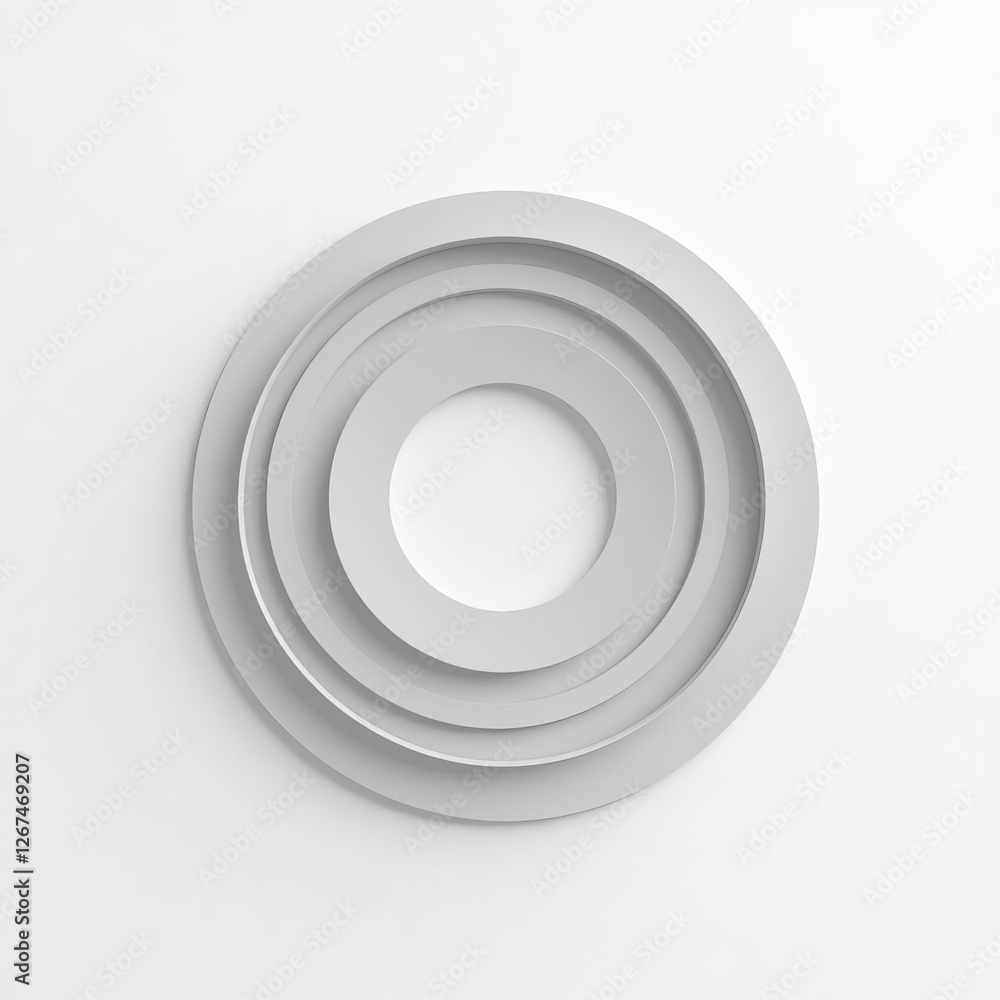 Obraz premium Concentric Rings in Light Gray Tones on White
