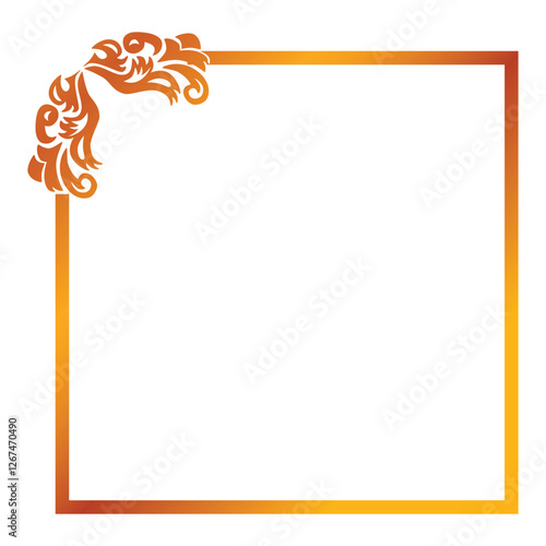 gold floral frame simple vector at white background