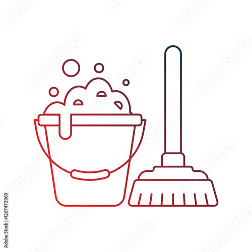 housekeeping gradient outline icon with white background vector stock illustration