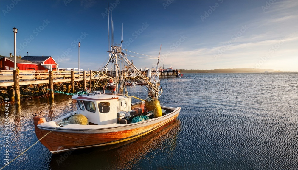 Fototapeta premium fishing boat docking at the pier during the day time