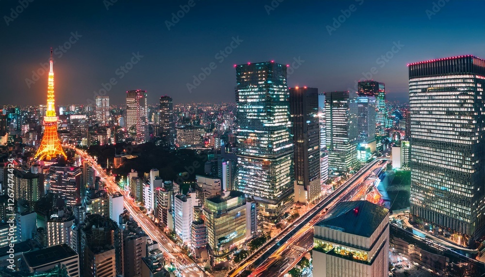 Naklejka premium night view of shinjuku japan