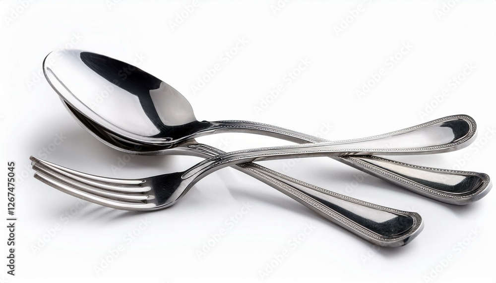 silver flatware isolated on white background generative ai silver flatware isolated on white background generative ai