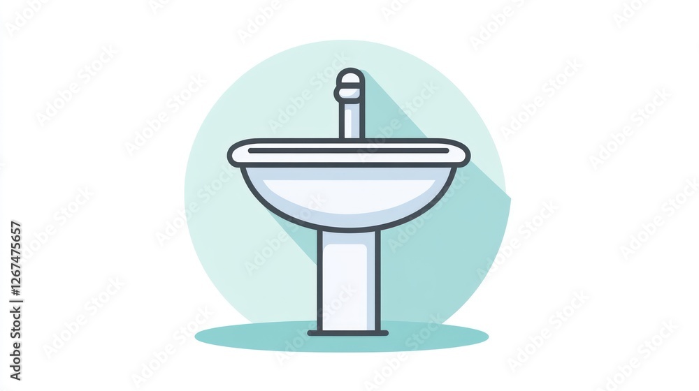 Simple illustration of a pedestal sink. Possible use for home improvement catalogs or bathroom design guides Simple illustration of a pedestal sink. Possible use for home improvement catalogs or bathroom design guides