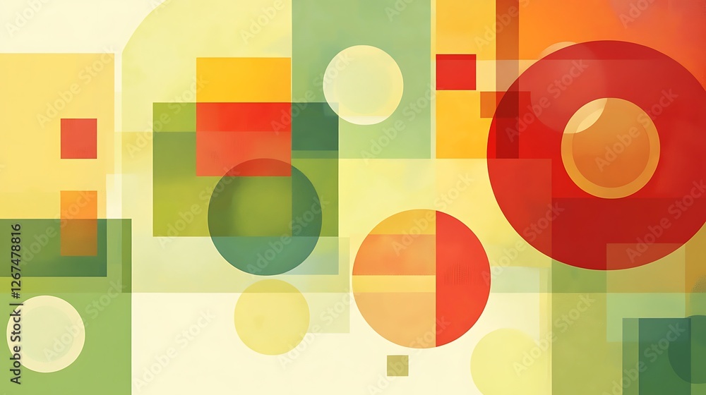 Abstract Geometric Composition of Overlapping Shapes and Colors Abstract Geometric Composition of Overlapping Shapes and Colors